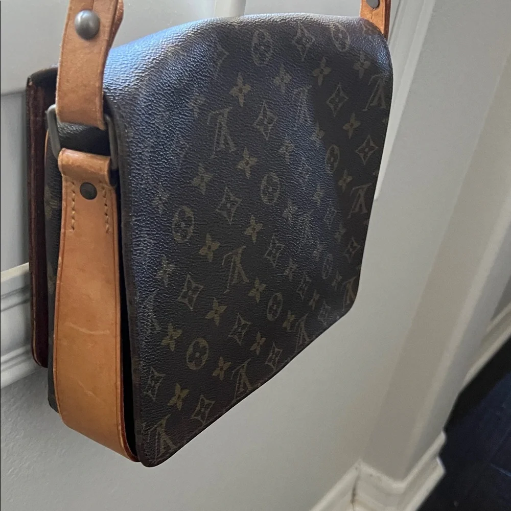Vintage Louis Vuitton LV Monogram Cartouchière GM Tan and Brown Messenger Bag